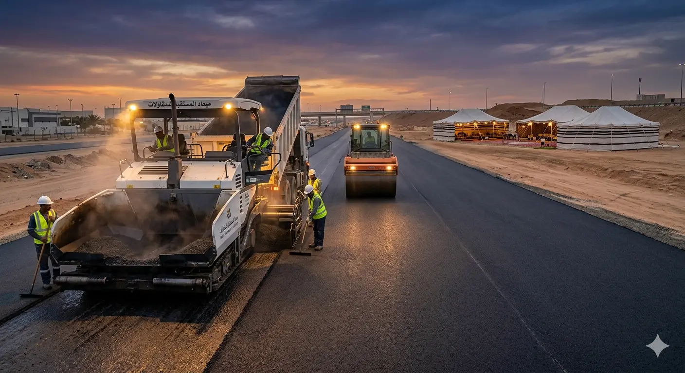 دليل أعمال الأسفلت المتكامل: مراحل التنفيذ وأسرار الجودة مع ميعاد المستقبل