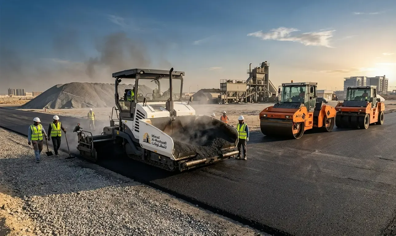 دليل مراحل تنفيذ أعمال الأسفلت: المعايير الهندسية والجودة مع ميعاد المستقبل